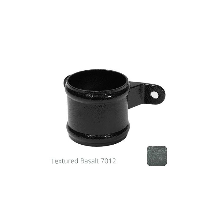 63mm (2.5") Cast Aluminium Eared Socket - Textured Basalt Grey RAL 7012 - from Rainclear Systems