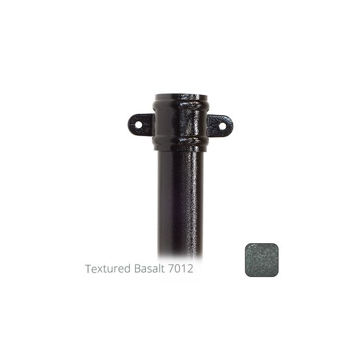 63mm (2.5") x 2m Aluminium Downpipe with Cast Eared Socket - Textured Basalt Grey RAL 7012 - from Rainclear Systems