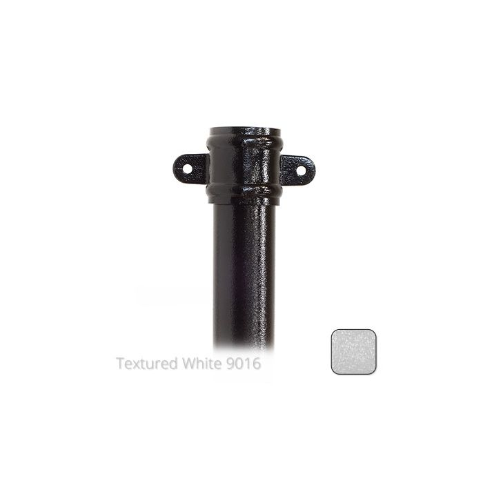 63mm (2.5") x 2m Aluminium Downpipe with Cast Eared Socket - Textured Traffic White RAL 9016