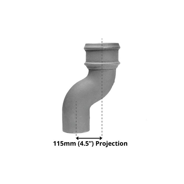 65mm (2.5") Cast Iron Downpipe Offset 115mm (4.5") Projection - Primed