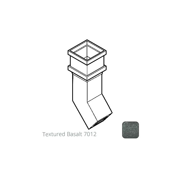 75 x 75mm (3"x3") Cast Aluminium Downpipe 135 Degree Bend without Ears - Textured 7012 Basalt Grey