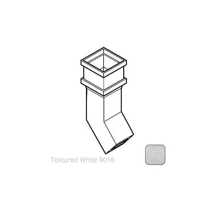 100 x 75mm (4"x3") Cast Aluminium Downpipe 135 Degree Bend without Ears - Textured 9016 White