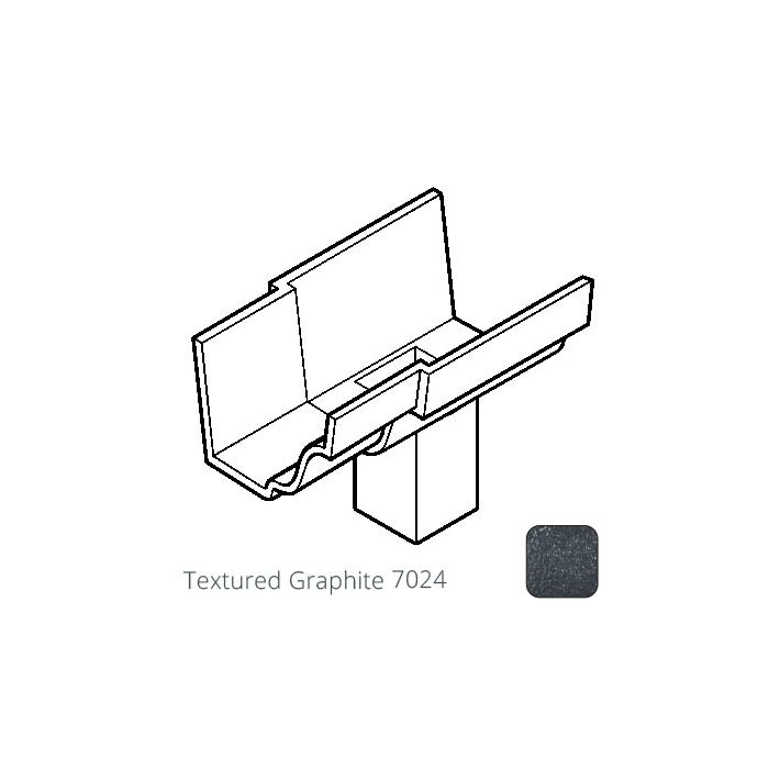 100x75mm (4x3") rectangular outlet Cast Aluminium 125x100mm (5x4") Moulded Gutter Running Outlet - Single Spigot - Textured 7024 Graphite