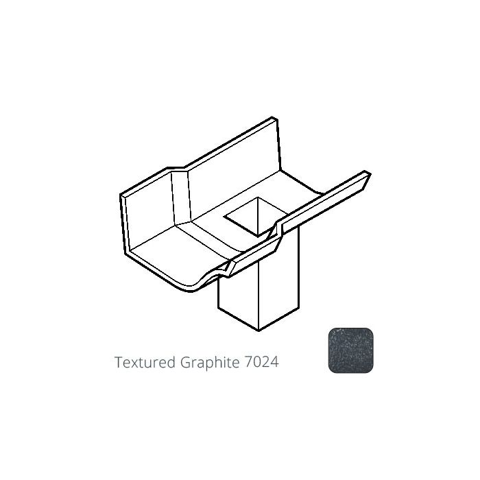 75x75m (3x3") square outlet Cast Aluminium Victorian Ogee 100mm (4") Gutter Running Outlet - Single Spigot/Socket - Textured 7024 Graphite