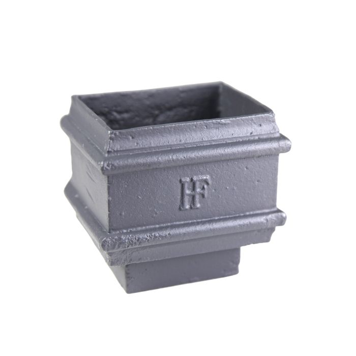 75x75mm (3"x3") Hargreaves Foundry Cast Iron Square Downpipe Loose Socket with Spigot - without Ears- Primed
