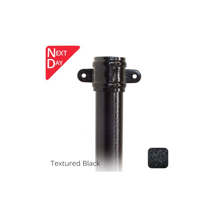 63mm (2.5") x 2m Aluminium Downpipe with Cast Eared Socket - Textured Black