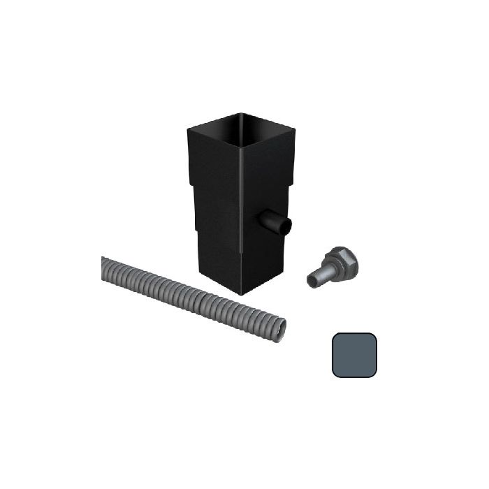 76mm Swaged Aluminium Square Downpipe WATER BUTT Diverter PPC  - 7016M Anthracite Grey