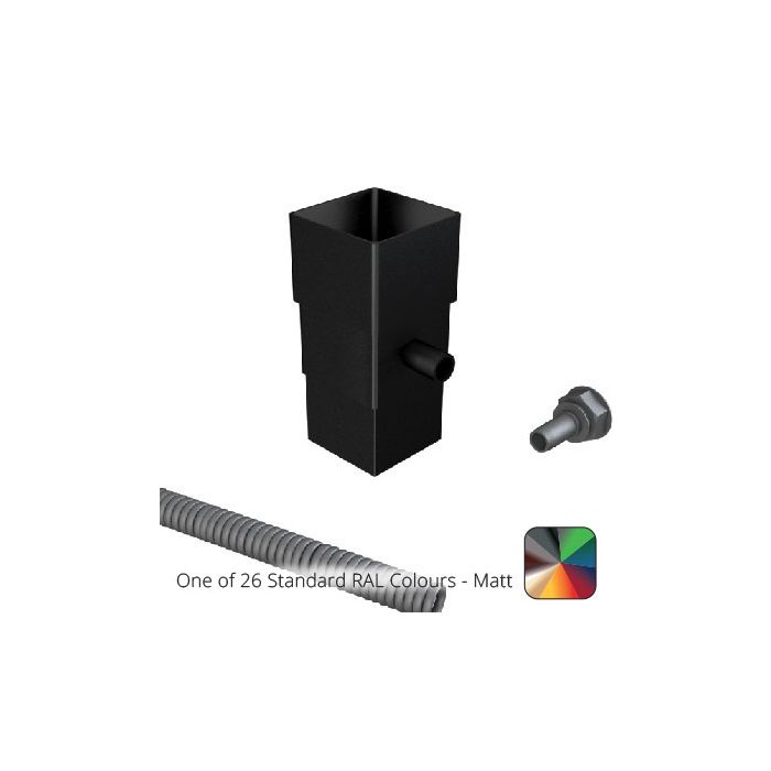 76mm Swaged Aluminium Square Downpipe WATER BUTT Diverter PPC  - One of 26 Standard Matt RAL colours TBC