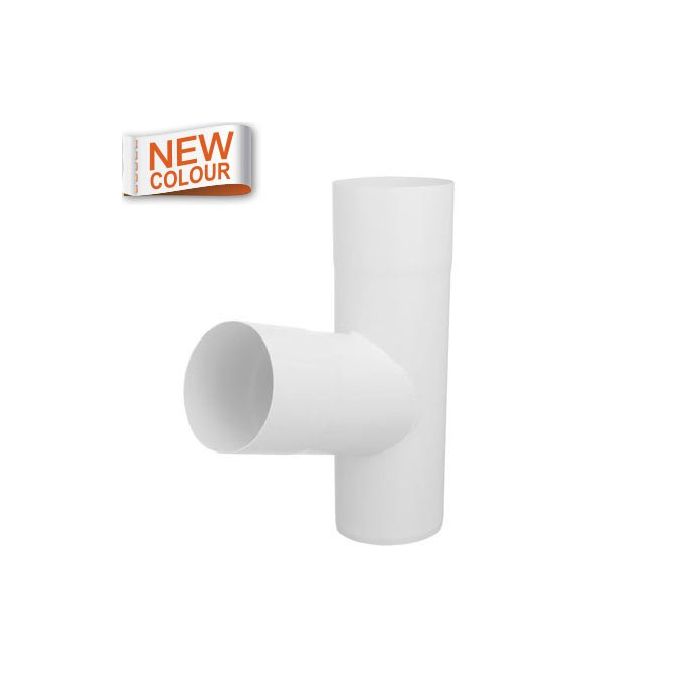 80mm 9016M White Galvanised Steel Downpipe 70 degree Branch