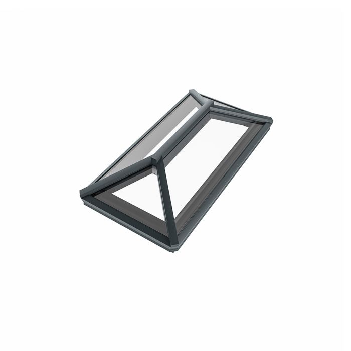 Rainclear roof lantern to suit finished external kerb size 2000 x 1000mm - 9910 Satin White internal &  7016M Anthracite Grey external frame with blue tinted double glazed glass