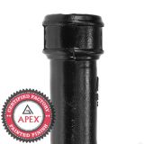 100mm (4") x 1.83m Cast Iron Downpipe without Ears - Black