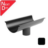 125mm (5") SnapFix Aluminium Half Round 76mm Outlet - RAL 9005M Matt Black 