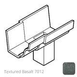 100x75mm (4x3") rectangular outlet Cast Aluminium 125x100mm (5x4") Moulded Gutter Running Outlet - Single Spigot - Textured 7012 Basalt