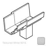 100x75mm (4x3") rectangular outlet Cast Aluminium 125x100mm (5x4") Moulded Gutter Running Outlet - Single Spigot - Textured 9016 White
