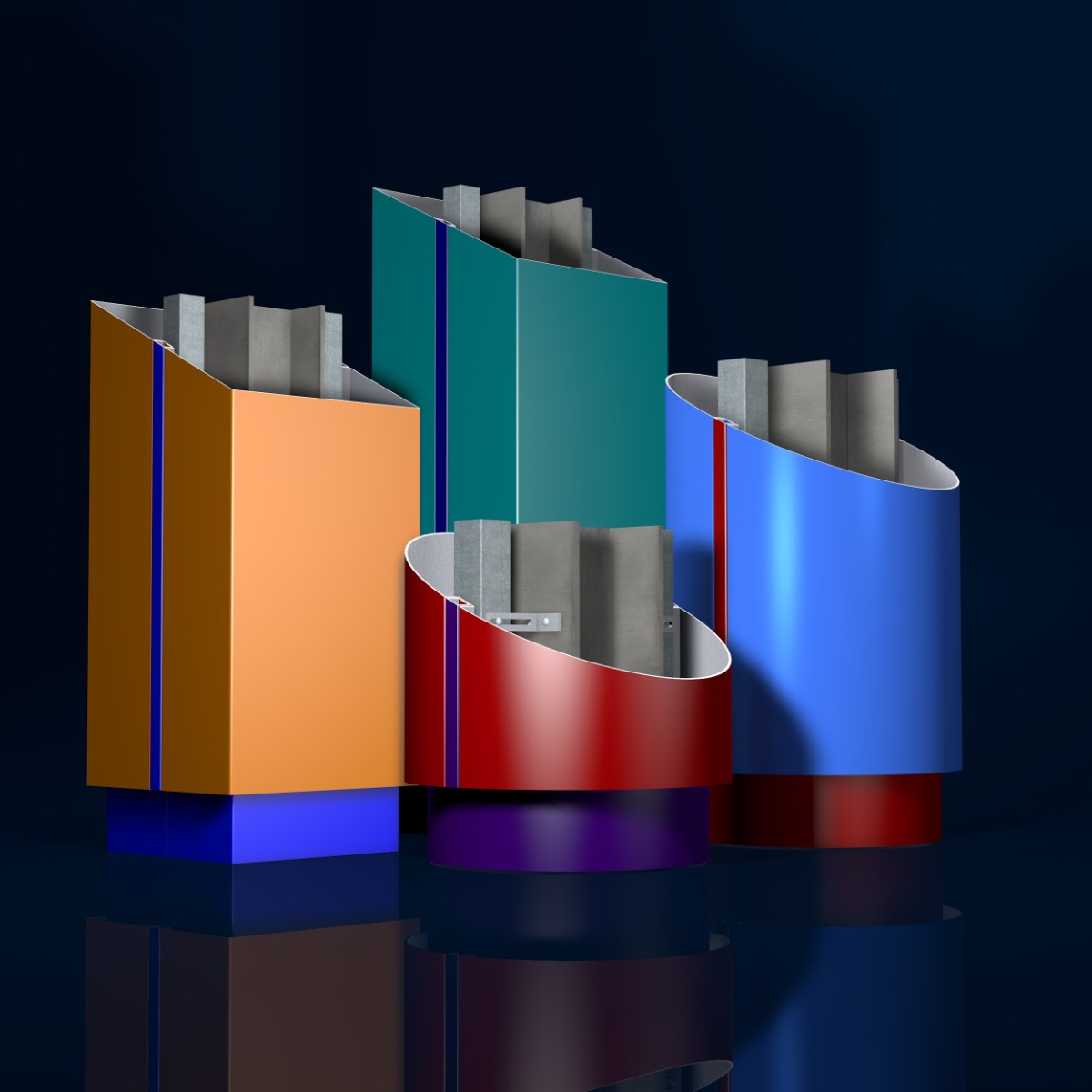 A selection of column casings in various profiles